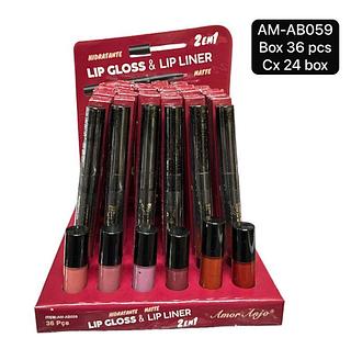 Amor Anjo Lip Gloss e Lip Liner box 36 pçs