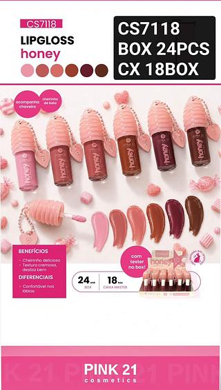 Pink 21 Lip gloss box 24 pçs
